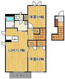 ブランシェ幸神B 2LDKの間取図画像
