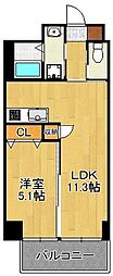 MDIフォレストガーデン三ケ森 1LDKの間取図画像