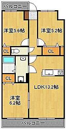 レジアス三ヶ森 3LDKの間取図画像