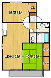 アル・カン・シエルA 2LDKの間取図画像