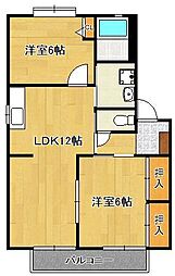 リバーサイド行広 2LDKの間取図画像