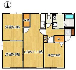 サンハイツ永犬丸A 3LDKの間取図画像