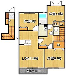 マインフェルトB棟 2階/-