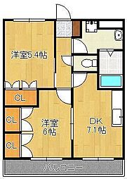 クレストール 2DKの間取図画像