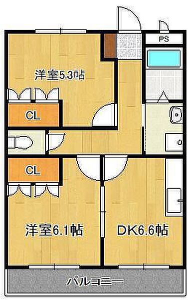 プロヴァンス ｜福岡県遠賀郡水巻町吉田西1丁目(賃貸アパート2DK・1階・44.90㎡)の写真 その2