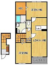 ブローテＭ・Ｙ　III　A  ｜ 福岡県中間市長津3丁目（賃貸アパート2LDK・2階・58.64㎡） その2