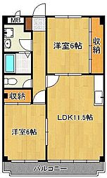 サンヴィレッジ宮園 2LDKの間取図画像