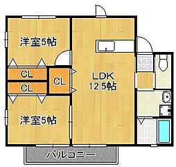 メゾングランツ 2LDKの間取図画像