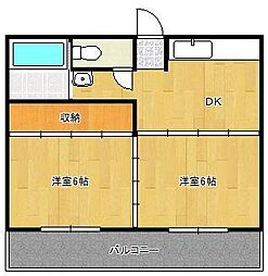 アーバンライフ若宮2 2DKの間取図画像
