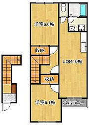 ピュアリバティー 2LDKの間取図画像