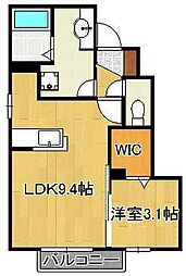 サンハイム・チサ 1LDKの間取図画像