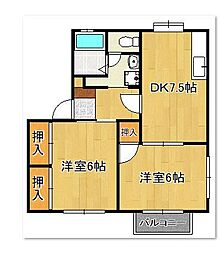 タウニイひわか 2DKの間取図画像
