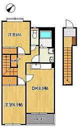 メゾンシャンデレザン 2DKの間取図画像