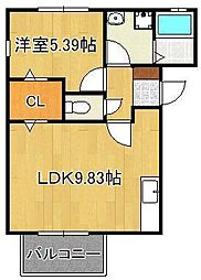 ヴィエラ中間 1LDKの間取図画像