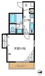 大城メゾン 1Kの間取図画像