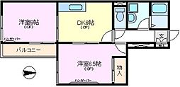 ガーデンフラット 2DKの間取図画像