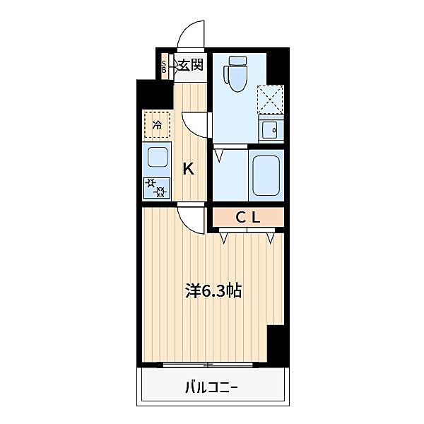 アルファコート蕨6 411｜埼玉県川口市芝新町(賃貸マンション1K・4階・21.61㎡)の写真 その2