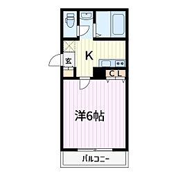 MarkDuo塚越III 1階1Kの間取り
