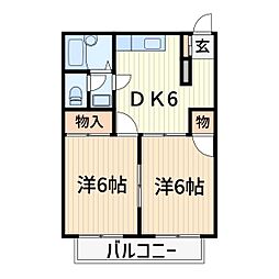 サンリベラル 2DKの間取図画像