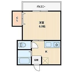 第8丸三マンション 1Kの間取図画像