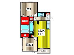 ORTHOSIA・REVE1芝新町 2LDKの間取図画像