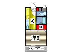 プリムヴェールハイム 1Kの間取図画像