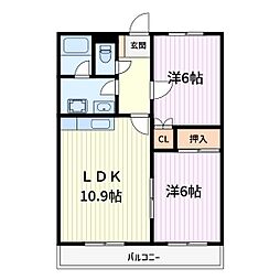 ジャルディーノ 2LDKの間取図画像