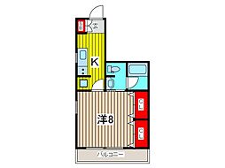 ハグアール 1Kの間取図画像