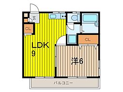 グリーンウッド 2DKの間取図画像