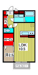 フェールクク 1LDKの間取図画像