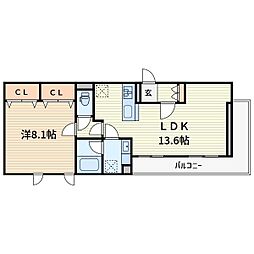 Verde 1LDKの間取図画像