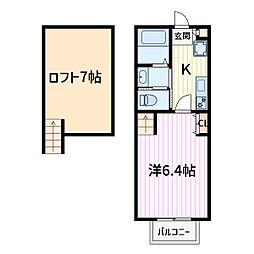 デュオコート上青木2 1Kの間取図画像