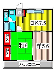 ファミール芝下 2DKの間取図画像