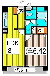 アヴェーラ並木 1LDKの間取図画像