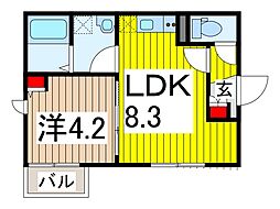 ゼフィルス 1LDKの間取図画像