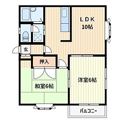 平成ハイツ 2LDKの間取図画像