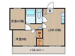 オクトハイツ 2LDKの間取図画像