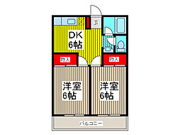 中央コータース 2DKの間取図画像