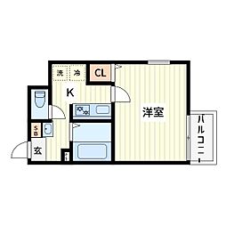 蕨市塚越5丁目アパート 1Kの間取図画像