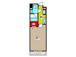 アルファコート蕨-2 1Kの間取図画像