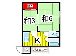 本田マンション1号棟 2Kの間取図画像