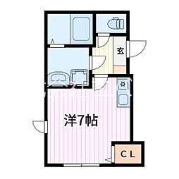 蕨市中央2丁目アパート ワンルームの間取図画像