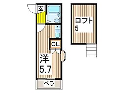 リリーハウス ワンルームの間取図画像