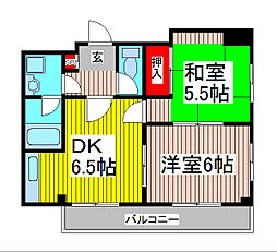 サンセット'90 2DKの間取図画像