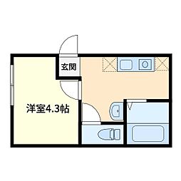 蕨市南町1丁目アパート 1Kの間取図画像