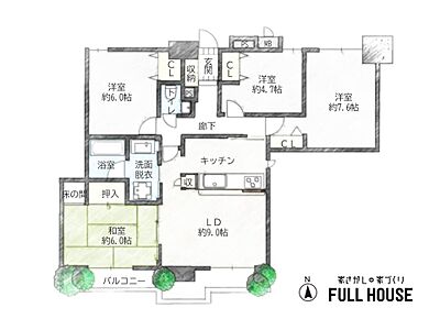 間取り：85.26平米4LDKの間取り