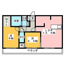 ヴィラ　ウィステリア 1階2LDKの間取り