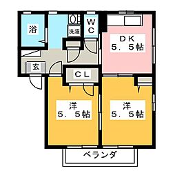 パティオサングリア 2DKの間取図画像