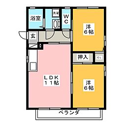 ドエル尾崎 2LDKの間取図画像