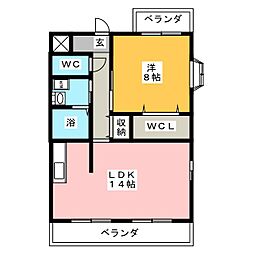 ベルフォーレ弐番館 1LDKの間取図画像